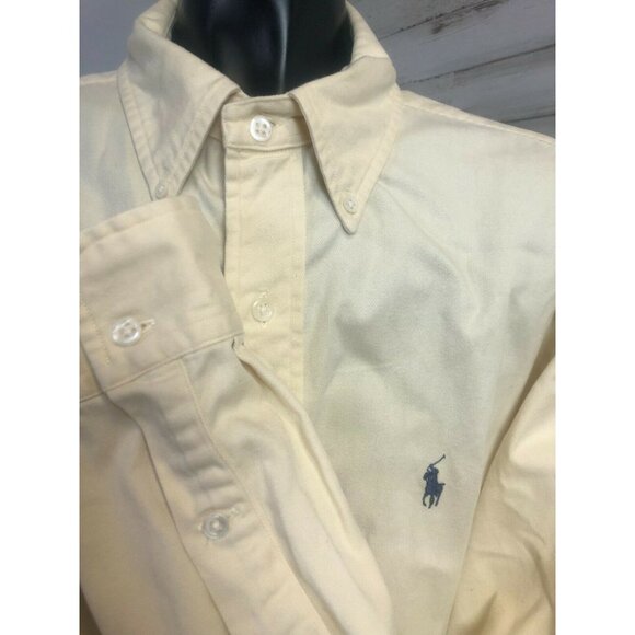 Ralph Lauren Polo Men's Pale Yellow 100% Cotton Button Up Large - Picture 2 of 5